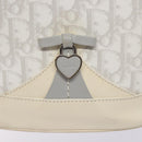 Christian Dior Trotter Canvas Romantic Shoulder Bag PVC White Silver Auth 133156V-17
