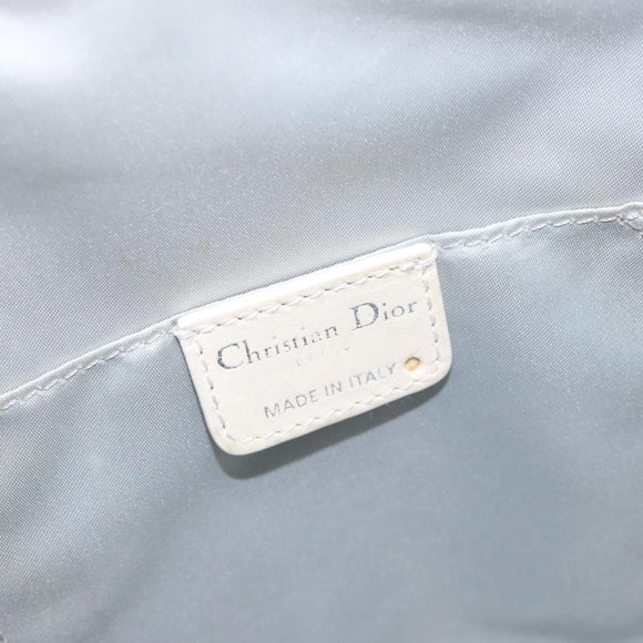 Christian Dior Trotter Canvas Romantic Shoulder Bag PVC White Silver Auth 133156