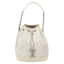 Christian Dior Trotter Canvas Romantic Shoulder Bag PVC White Silver Auth 133156-13