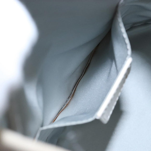 Christian Dior Trotter Canvas Romantic Shoulder Bag PVC White Silver Auth 133156