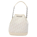 Christian Dior Trotter Canvas Romantic Shoulder Bag PVC White Silver Auth 133156-2