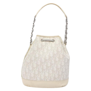 Christian Dior Trotter Canvas Romantic Shoulder Bag PVC White Silver Auth 133156 - 0
