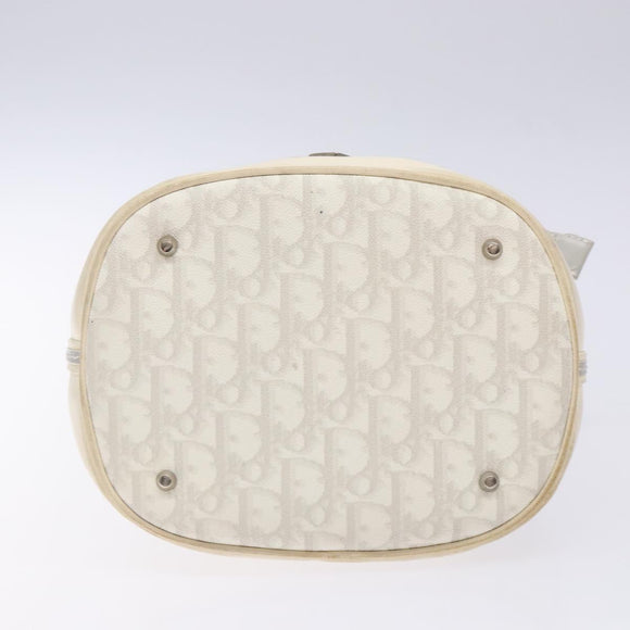 Christian Dior Trotter Canvas Romantic Shoulder Bag PVC White Silver Auth 133156V