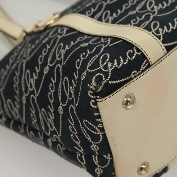 GUCCI Tote Bag Canvas Navy Gold 141470 Auth 133157