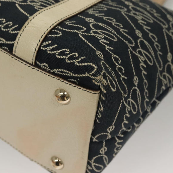 GUCCI Tote Bag Canvas Navy Gold 141470 Auth 133157