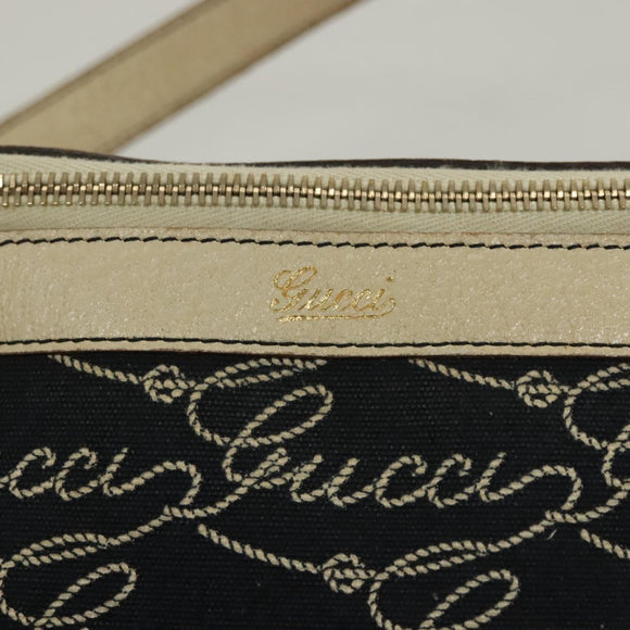 GUCCI Tote Bag Canvas Navy Gold 141470 Auth 133157