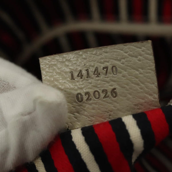 GUCCI Tote Bag Canvas Navy Gold 141470 Auth 133157