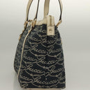 GUCCI Tote Bag Canvas Navy Gold 141470 Auth 133157-4