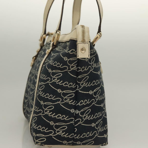 GUCCI Tote Bag Canvas Navy Gold 141470 Auth 133157