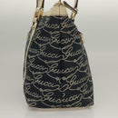 GUCCI Tote Bag Canvas Navy Gold 141470 Auth 133157-5