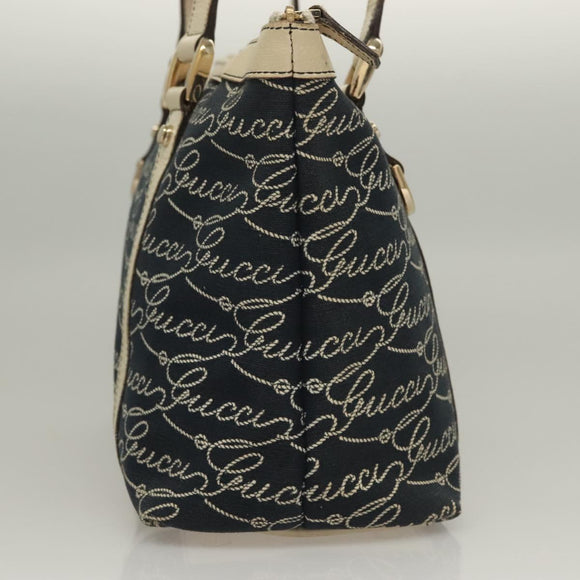 GUCCI Tote Bag Canvas Navy Gold 141470 Auth 133157