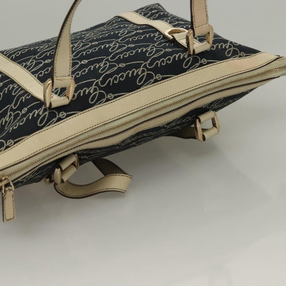 GUCCI Tote Bag Canvas Navy Gold 141470 Auth 133157