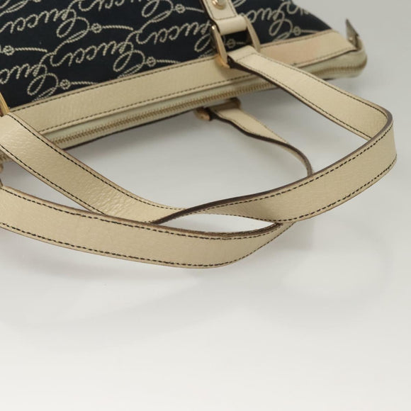 GUCCI Tote Bag Canvas Navy Gold 141470 Auth 133157
