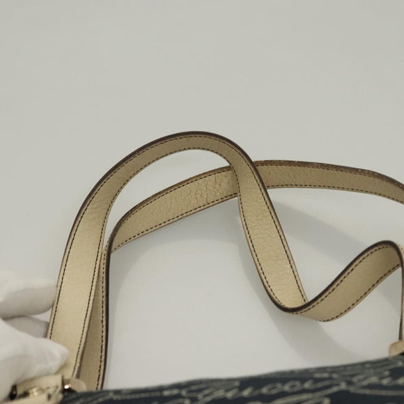 GUCCI Tote Bag Canvas Navy Gold 141470 Auth 133157