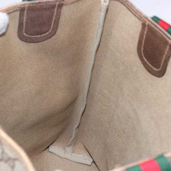 GUCCI GG Supreme Web Sherry Line Tote Bag PVC Beige Red 39 02 003 Auth 133158