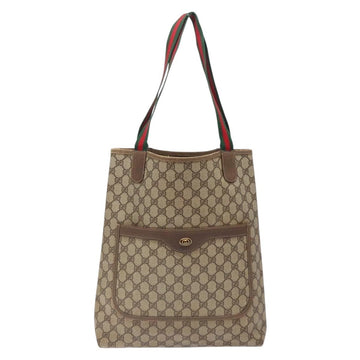 GUCCI GG Supreme Web Sherry Line Tote Bag PVC Beige Red 39 02 003 Auth 133158 - 0