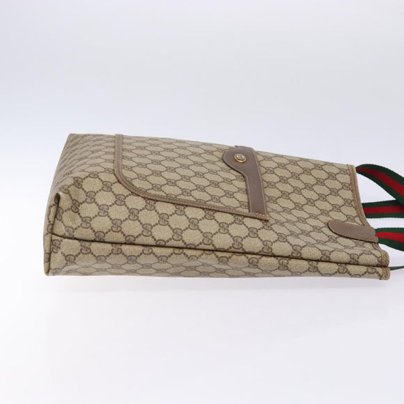 GUCCI GG Supreme Web Sherry Line Tote Bag PVC Beige Red 39 02 003 Auth 133158