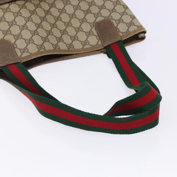 GUCCI GG Supreme Web Sherry Line Tote Bag PVC Beige Red 39 02 003 Auth 133158