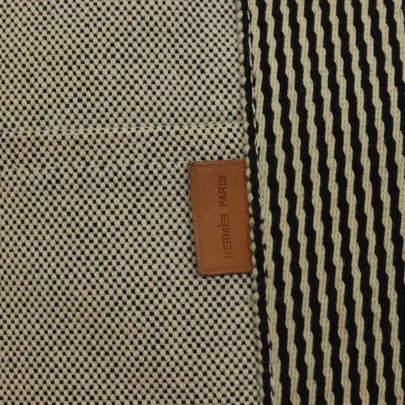 HERMES Fourre Tout MM Hand Bag Canvas Gray Silver Auth 133159