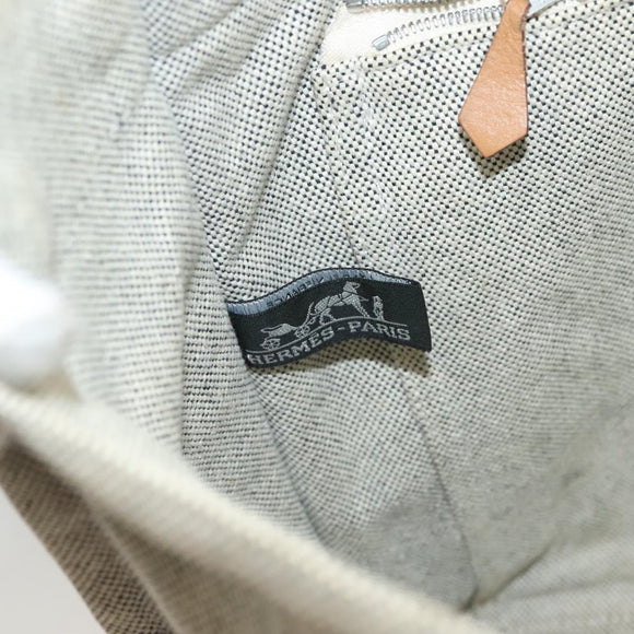 HERMES Fourre Tout MM Hand Bag Canvas Gray Silver Auth 133159