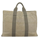 HERMES Fourre Tout MM Hand Bag Canvas Gray Silver Auth 133159-2