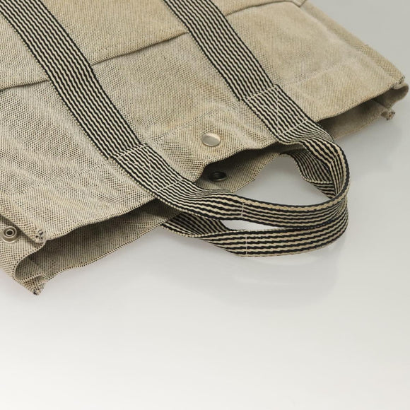 HERMES Fourre Tout MM Hand Bag Canvas Gray Silver Auth 133159
