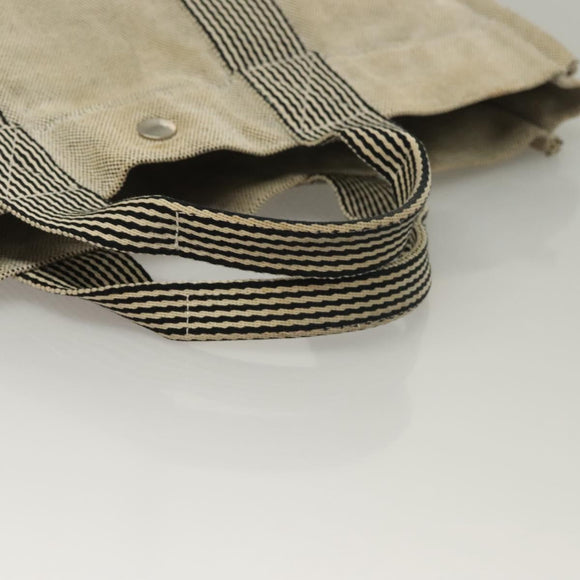 HERMES Fourre Tout MM Hand Bag Canvas Gray Silver Auth 133159