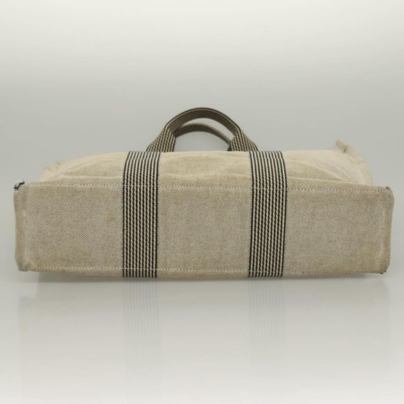 HERMES Fourre Tout MM Hand Bag Canvas Gray Silver Auth 133159