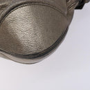 Salvatore Ferragamo Gancini Hand Bag Leather Silver Gold Auth 133160-12