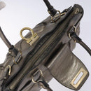Salvatore Ferragamo Gancini Hand Bag Leather Silver Gold Auth 133160-15