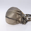 Salvatore Ferragamo Gancini Hand Bag Leather Silver Gold Auth 133160-4