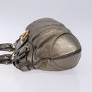 Salvatore Ferragamo Gancini Hand Bag Leather Silver Gold Auth 133160-5