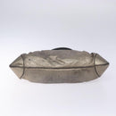 Salvatore Ferragamo Gancini Hand Bag Leather Silver Gold Auth 133160-9