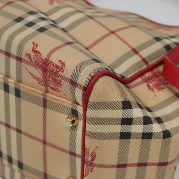 BURBERRY Nova Check Shoulder Bag PVC Beige Gold Auth 133163