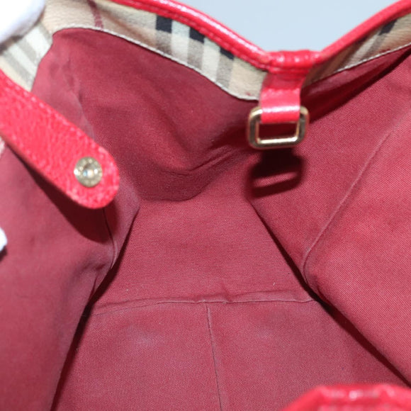 BURBERRY Nova Check Shoulder Bag PVC Beige Gold Auth 133163