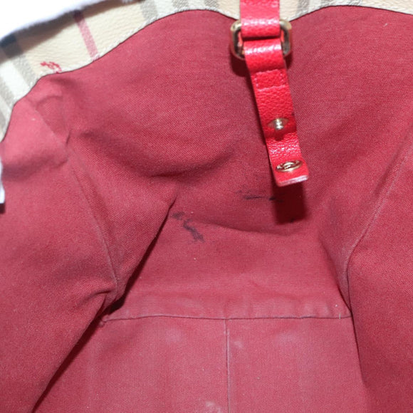 BURBERRY Nova Check Shoulder Bag PVC Beige Gold Auth 133163