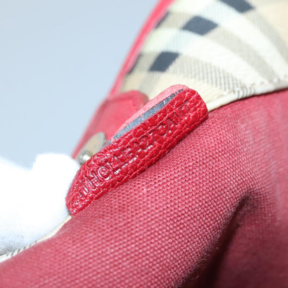 BURBERRY Nova Check Shoulder Bag PVC Beige Gold Auth 133163