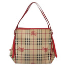 BURBERRY Nova Check Shoulder Bag PVC Beige Gold Auth 133163-13