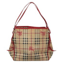 BURBERRY Nova Check Shoulder Bag PVC Beige Gold Auth 133163-2