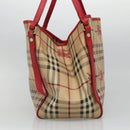 BURBERRY Nova Check Shoulder Bag PVC Beige Gold Auth 133163-3