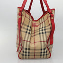 BURBERRY Nova Check Shoulder Bag PVC Beige Gold Auth 133163-4