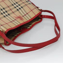 BURBERRY Nova Check Shoulder Bag PVC Beige Gold Auth 133163-7