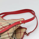 BURBERRY Nova Check Shoulder Bag PVC Beige Gold Auth 133163-8