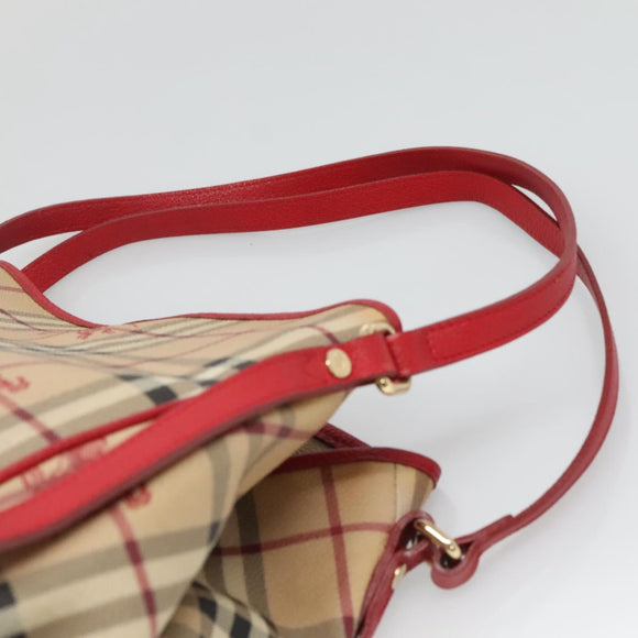 BURBERRY Nova Check Shoulder Bag PVC Beige Gold Auth 133163