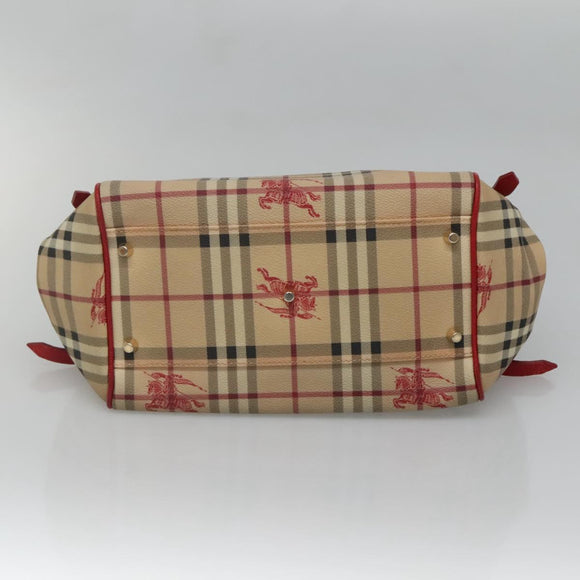 BURBERRY Nova Check Shoulder Bag PVC Beige Gold Auth 133163