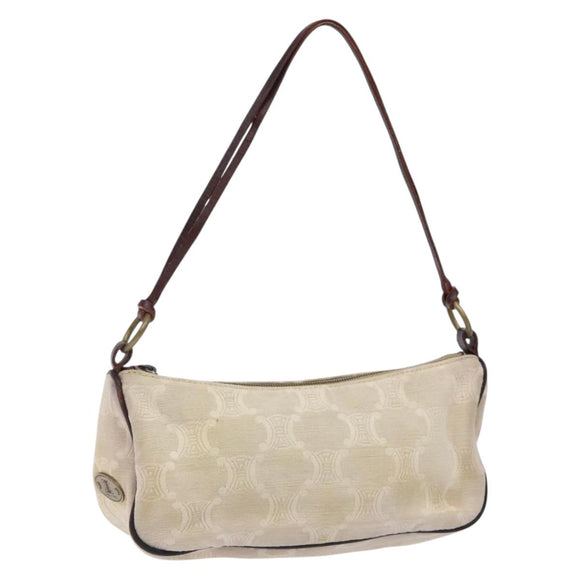CELINE Macadam Canvas Accessory Pouch PVC Beige Auth 133172