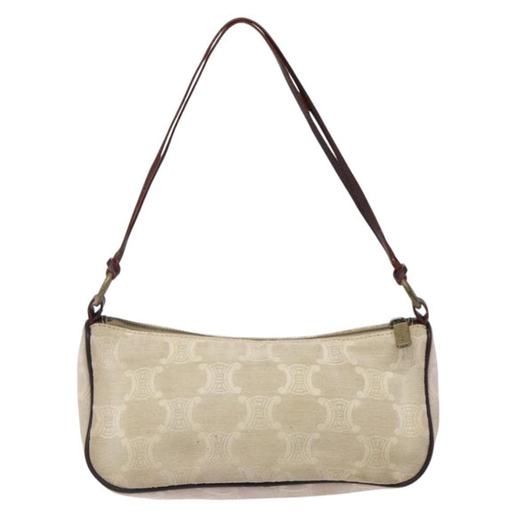 CELINE Macadam Canvas Accessory Pouch PVC Beige Auth 133172