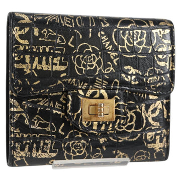CHANEL Wallet Leather Black Gold CC Auth 133181V