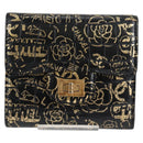 CHANEL Wallet Leather Black Gold CC Auth 133181V-2