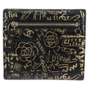 CHANEL Wallet Leather Black Gold CC Auth 133181V-3